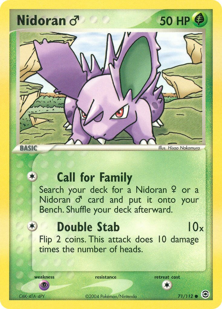 Nidoran ♂ 071 — EX RossoFuoco e VerdeFoglia (Italian Pokémon TCG card)