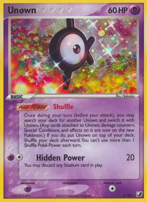 Unown K/28 — EX Forze Segrete (Italian Pokémon TCG card)