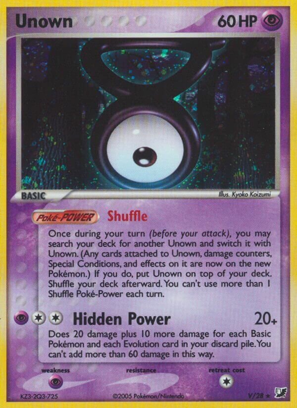 Unown V/28 — EX Forze Segrete (Italian Pokémon TCG card)