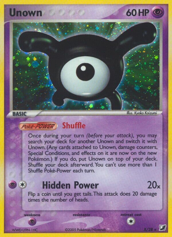 Unown X/28 — EX Forze Segrete (Italian Pokémon TCG card)