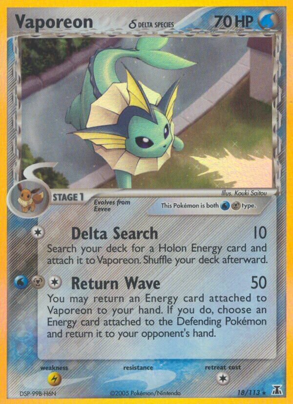 Vaporeon 018/114 — EX Specie Delta (Italian Pokémon TCG card)