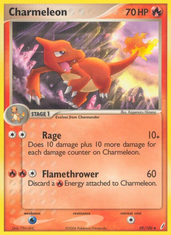 Charmeleon 029/100 — EX Guardiani dei Cristalli (Italian Pokémon TCG card)