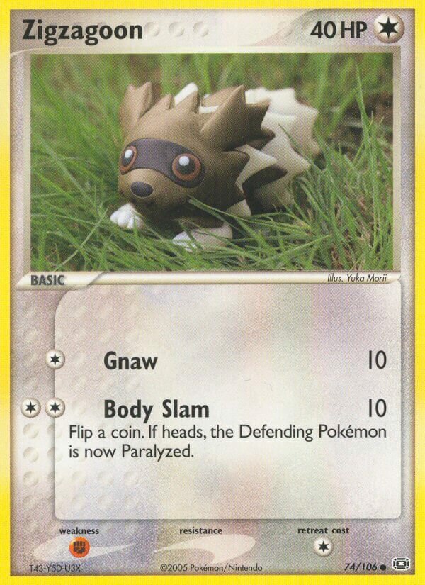 Zigzagoon 074/107 — EX Smeraldo (Italian Pokémon TCG card)