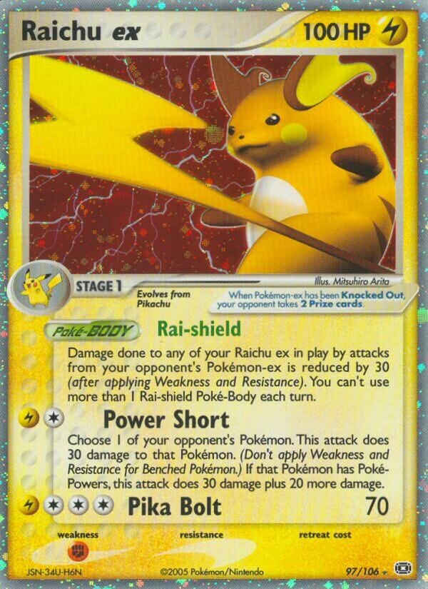 Raichu ex 097/107 — EX Smeraldo (Italian Pokémon TCG card)