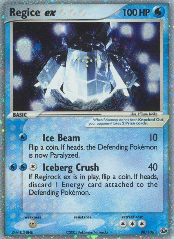 Regice ex 098/107 — EX Smeraldo (Italian Pokémon TCG card)
