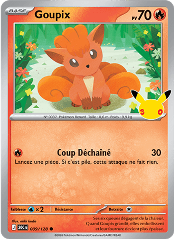 Goupix 009 — 30 Jahre (French Pokémon TCG card)