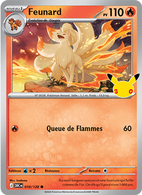 Feunard 010 — 30 Jahre (French Pokémon TCG card)