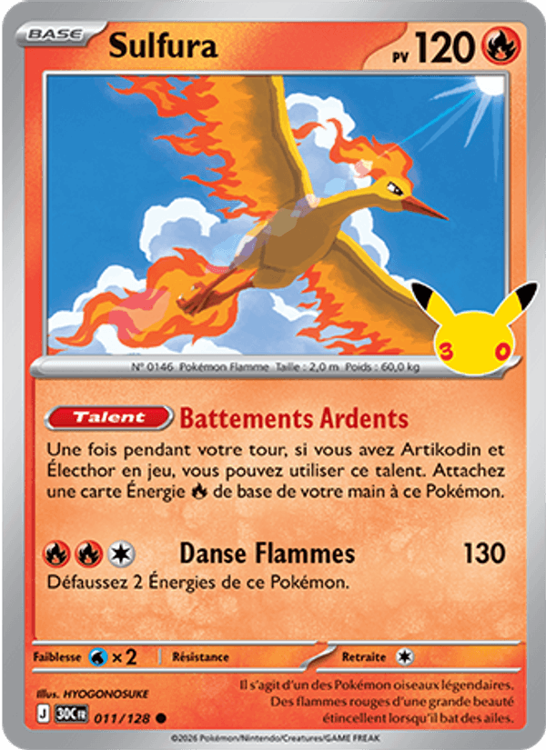 Sulfura 011 — 30 Jahre (French Pokémon TCG card)
