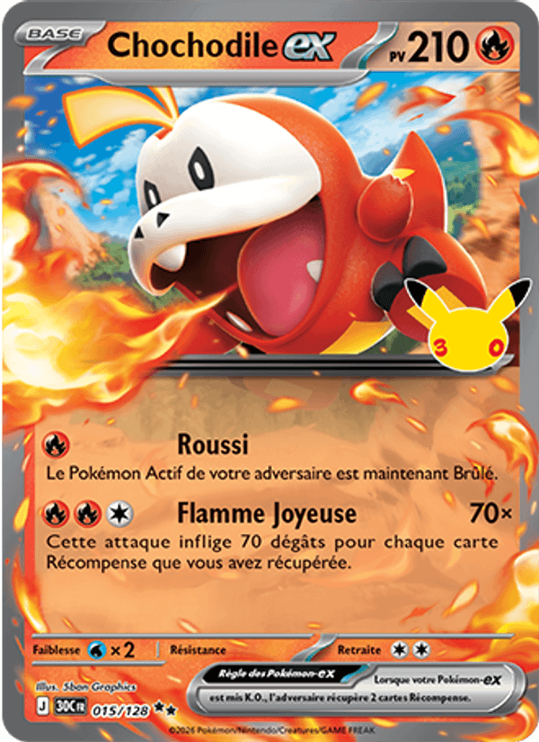 Chochodile-ex 015 — 30 Jahre (French Pokémon TCG card)