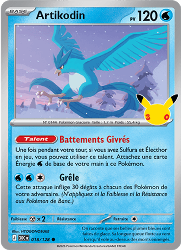Artikodin 018 — 30 Jahre (French Pokémon TCG card)
