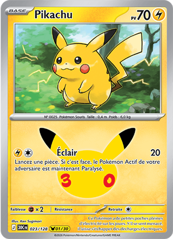 Pikachu 023 — 30 Jahre (French Pokémon TCG card)
