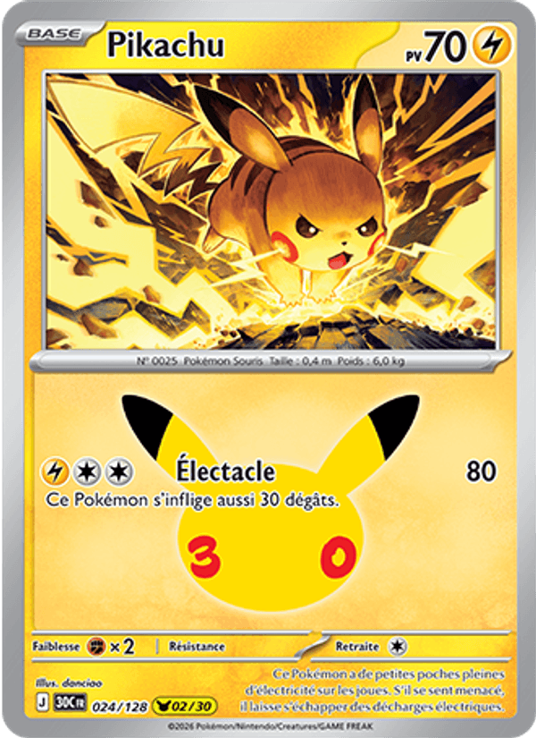 Pikachu 024 — 30 Jahre (French Pokémon TCG card)