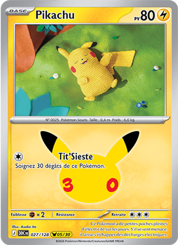 Pikachu 027 — 30 Jahre (French Pokémon TCG card)