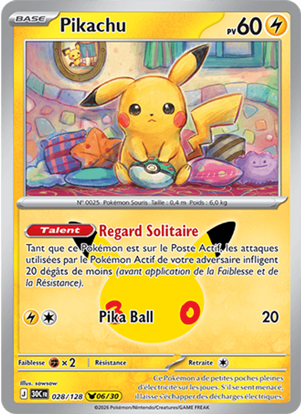 Pikachu 028 — 30 Jahre (French Pokémon TCG card)