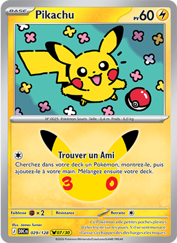 Pikachu 029 — 30 Jahre (French Pokémon TCG card)