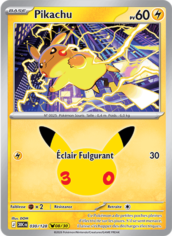 Pikachu 030 — 30 Jahre (French Pokémon TCG card)