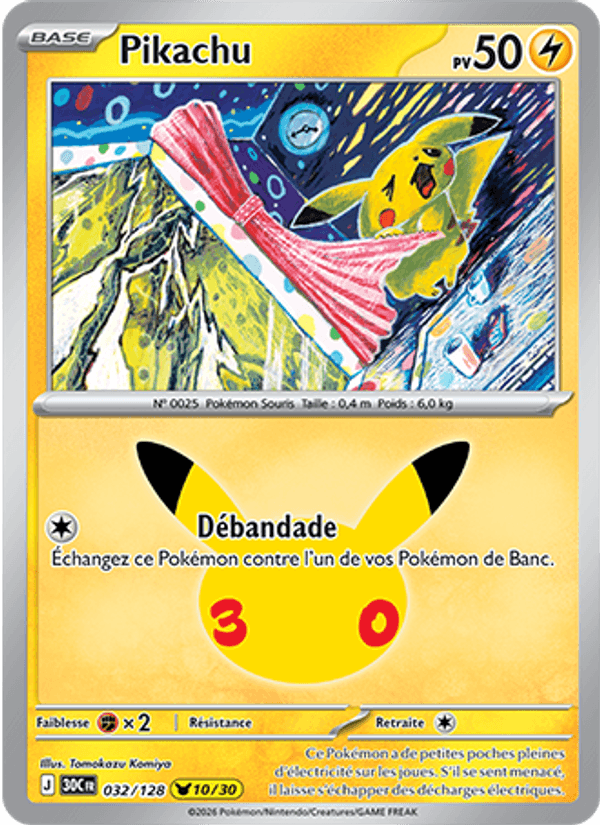 Pikachu 032 — 30 Jahre (French Pokémon TCG card)