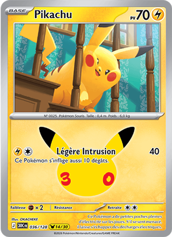 Pikachu 036 — 30 Jahre (French Pokémon TCG card)