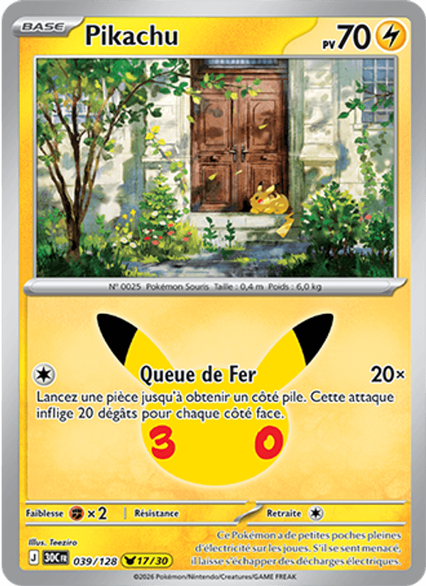 Pikachu 039 — 30 Jahre (French Pokémon TCG card)