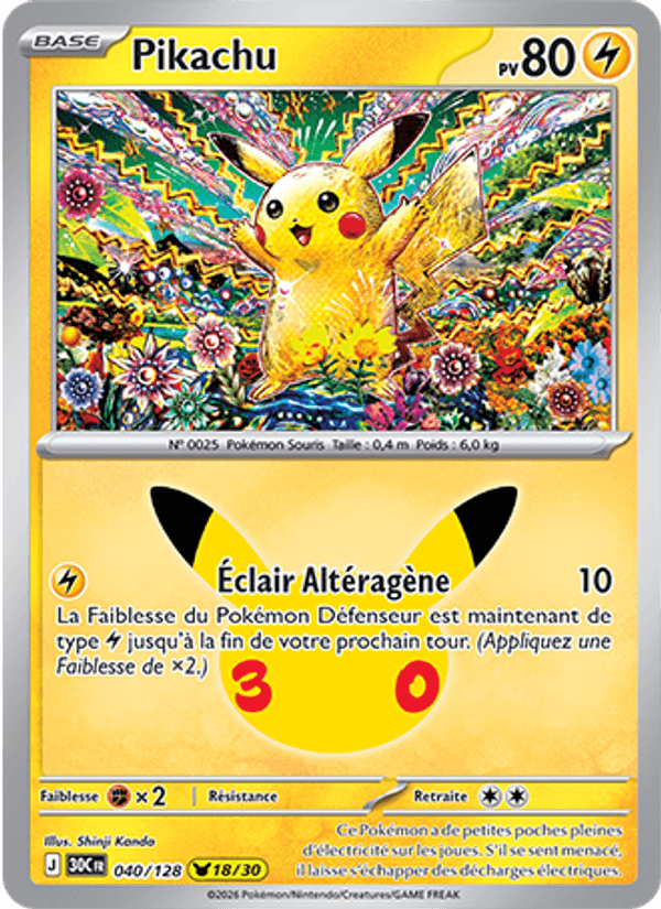 Pikachu 040 — 30 Jahre (French Pokémon TCG card)