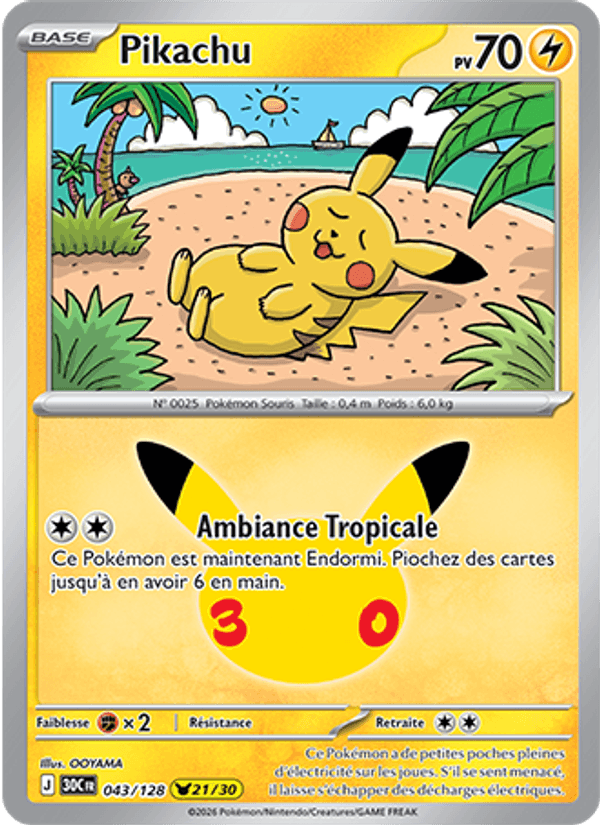 Pikachu 043 — 30 Jahre (French Pokémon TCG card)