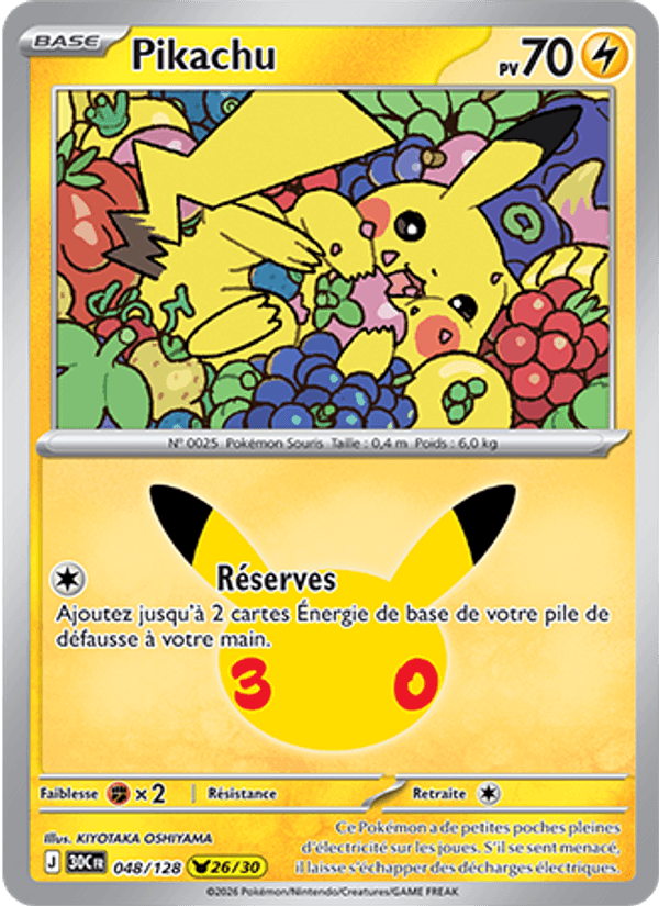 Pikachu 048 — 30 Jahre (French Pokémon TCG card)