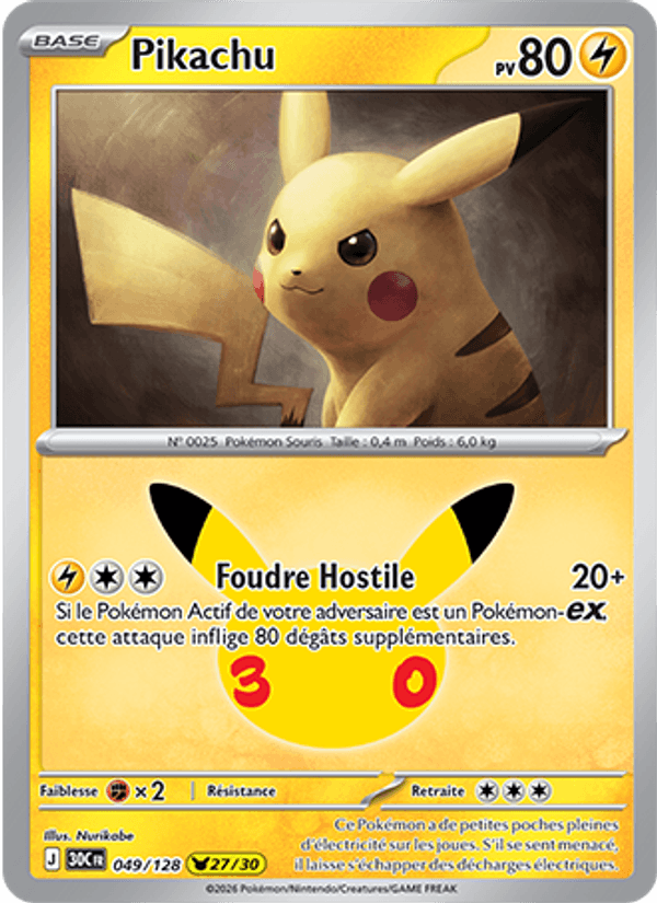 Pikachu 049 — 30 Jahre (French Pokémon TCG card)