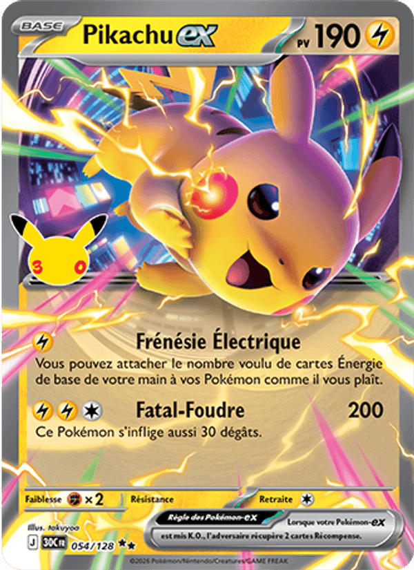 Pikachu-ex 054 — 30 Jahre (French Pokémon TCG card)