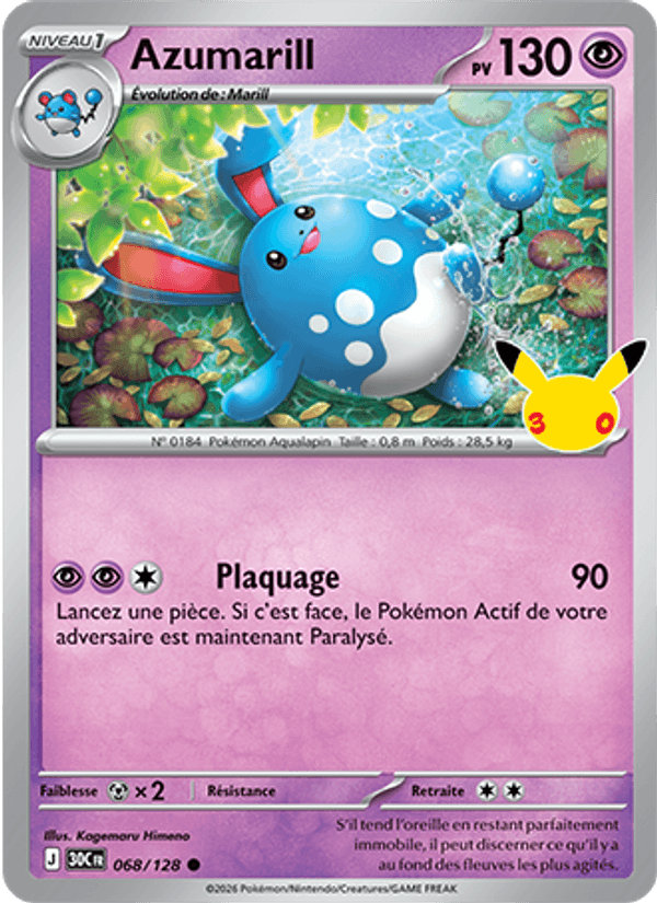 Azumarill 068 — 30 Jahre (French Pokémon TCG card)