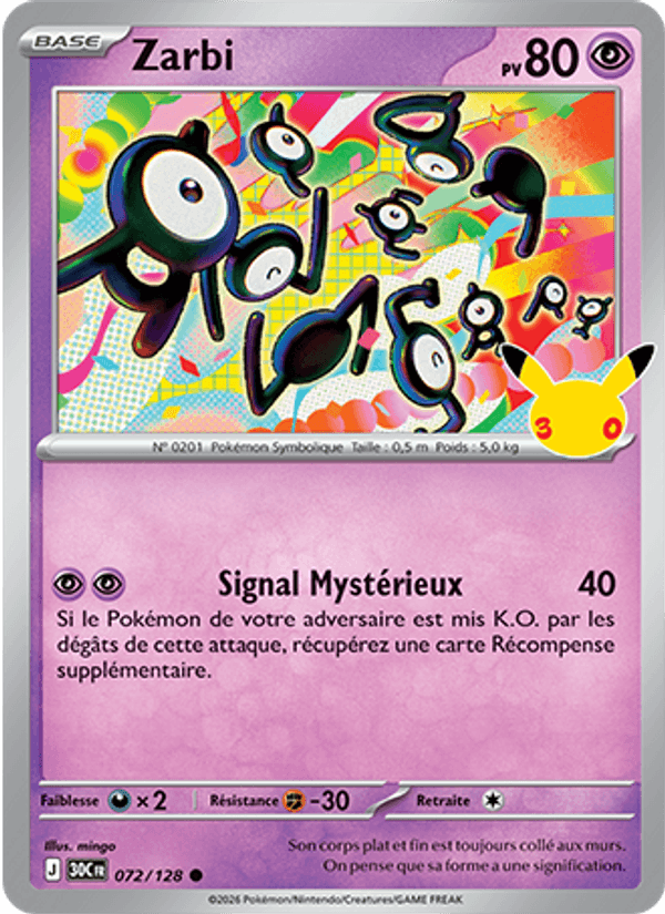 Zarbi 072 — 30 Jahre (French Pokémon TCG card)