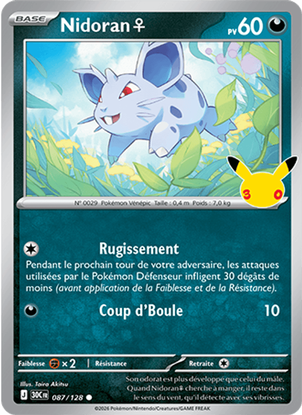 Nidoran♀ 087 — 30 Jahre (French Pokémon TCG card)