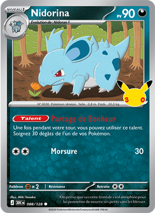 Nidorina 088 — 30 Jahre (French Pokémon TCG card)