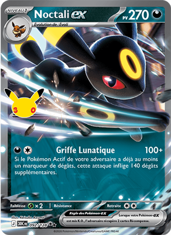 Noctali-ex 092 — 30 Jahre (French Pokémon TCG card)