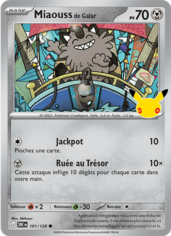 Miaouss de Galar 101 — 30 Jahre (French Pokémon TCG card)