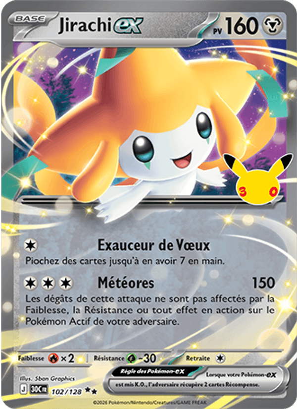 Jirachi-ex 102 — 30 Jahre (French Pokémon TCG card)