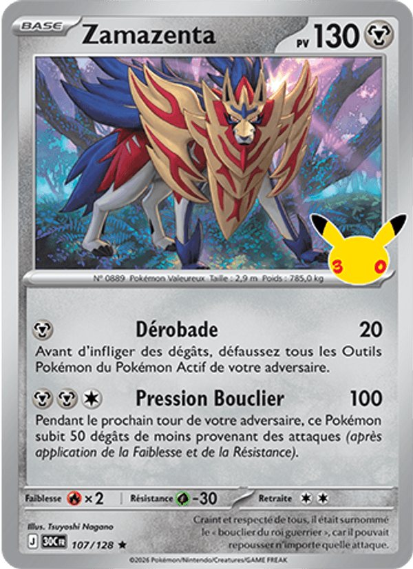 Zamazenta 107 — 30 Jahre (French Pokémon TCG card)