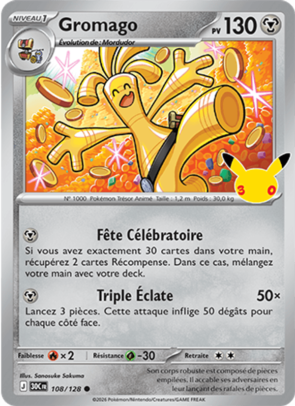 Gromago 108 — 30 Jahre (French Pokémon TCG card)