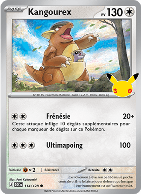 Kangourex 114 — 30 Jahre (French Pokémon TCG card)