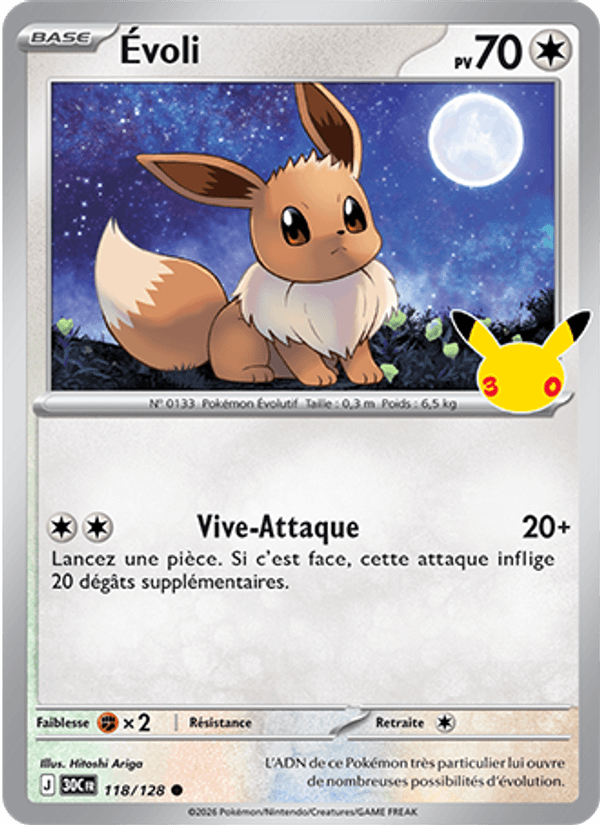Évoli 118 — 30 Jahre (French Pokémon TCG card)
