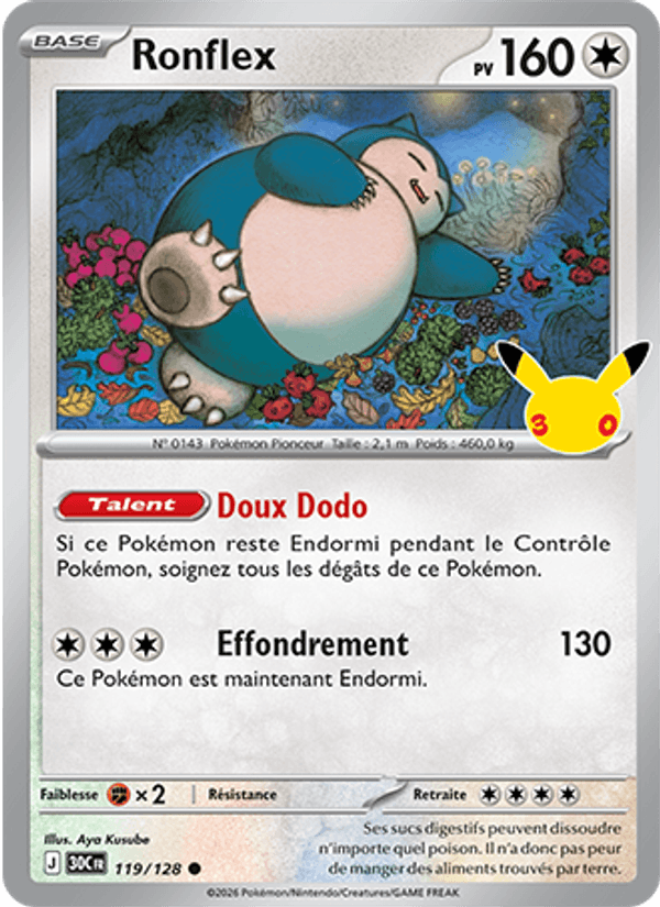 Ronflex 119 — 30 Jahre (French Pokémon TCG card)