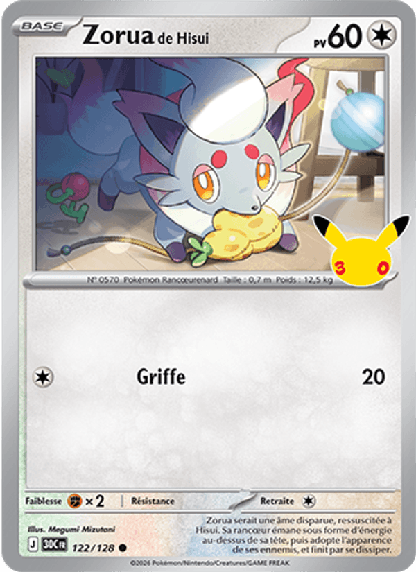 Zorua de Hisui 122 — 30 Jahre (French Pokémon TCG card)