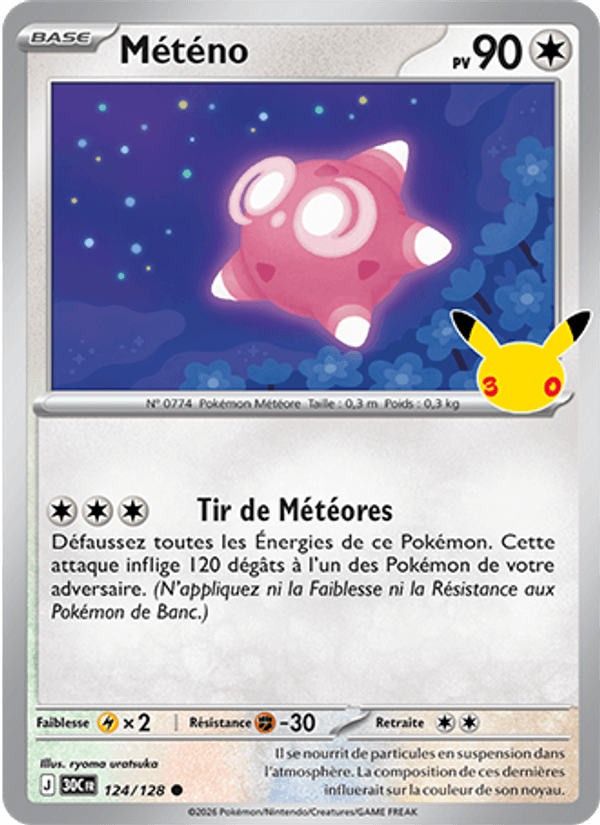 Météno 124 — 30 Jahre (French Pokémon TCG card)