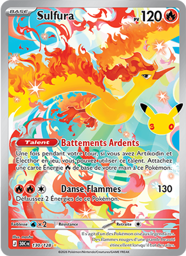 Sulfura 130 — 30 Jahre (French Pokémon TCG card)