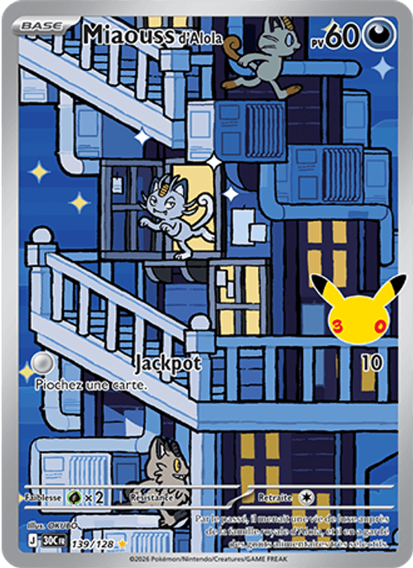 Miaouss d'Alola 139 — 30 Jahre (French Pokémon TCG card)
