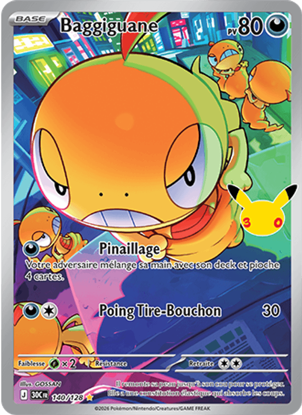 Baggiguane 140 — 30 Jahre (French Pokémon TCG card)