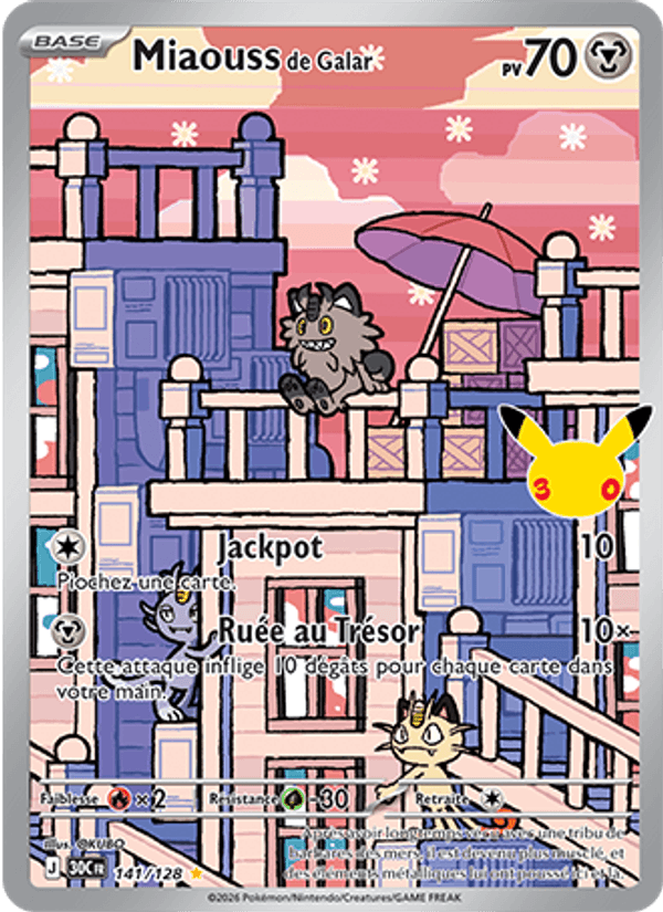 Miaouss de Galar 141 — 30 Jahre (French Pokémon TCG card)