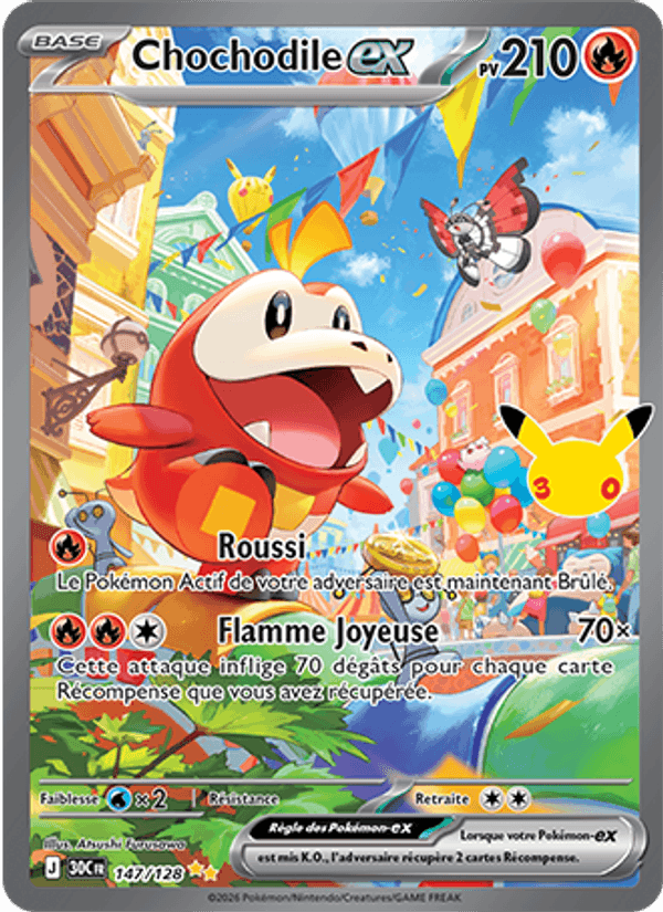 Chochodile-ex 147 — 30 Jahre (French Pokémon TCG card)
