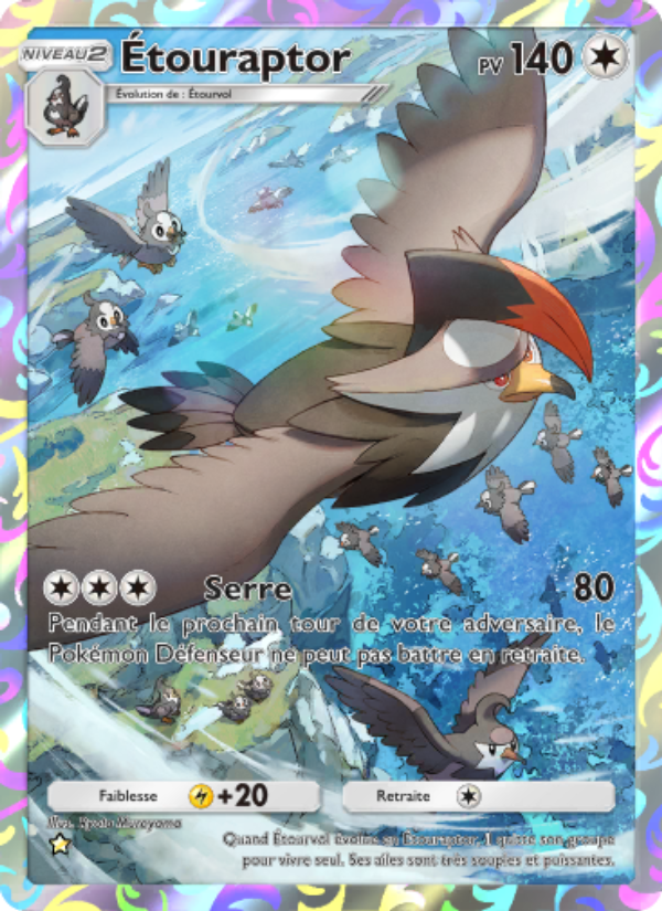 Étouraptor 176 — Space-Time Smackdown (French Pokémon TCG card)