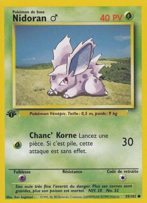 Nidoran ♂ 55 — Base Set (French Pokémon TCG card)