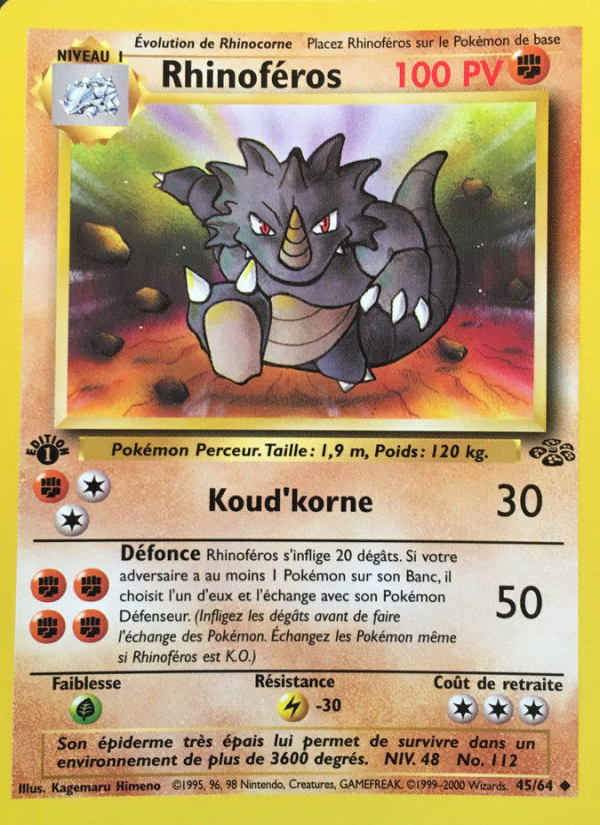 Rhinoféros 45 — Jungle (French Pokémon TCG card)